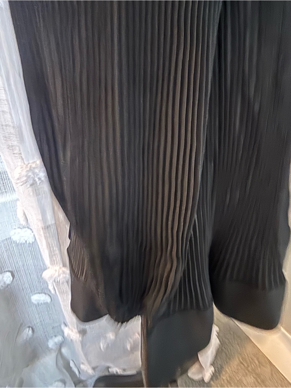 NEW Milly Black Long-Sleeve Pleated-Waist Dress Size 8 - Picture 6 of 15
